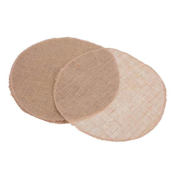 WESIEVYA 6Pcs Rustic Burlap Round Placemats Washable Natural Linen Table Accessory Set