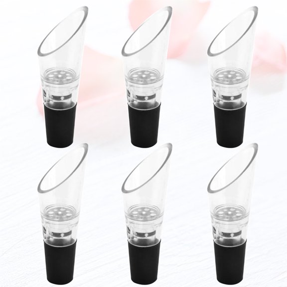 WESIEVYA 6Pcs Simple Wine Pourer Black for Bottle Use Enhance Party Atmosphere and Joy