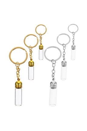 6Pcs Small Glass Vials Keychain Compact Design Glass Perfume Bottles with Lid