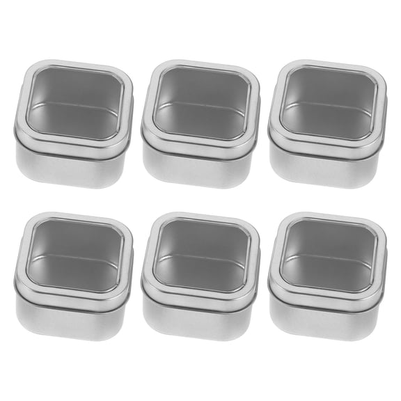 WESIEVYA 6Pcs Tinplate Storage Containers with Lids for Candy Box Silver 2.6X2.6X1.6In