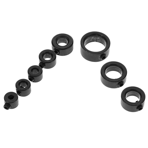 WESIEVYA 8Pcs Drill Bit Collar Positioner Locator in Black Carbon Steel for Precise Depth Stop and Woodworking Drilling
