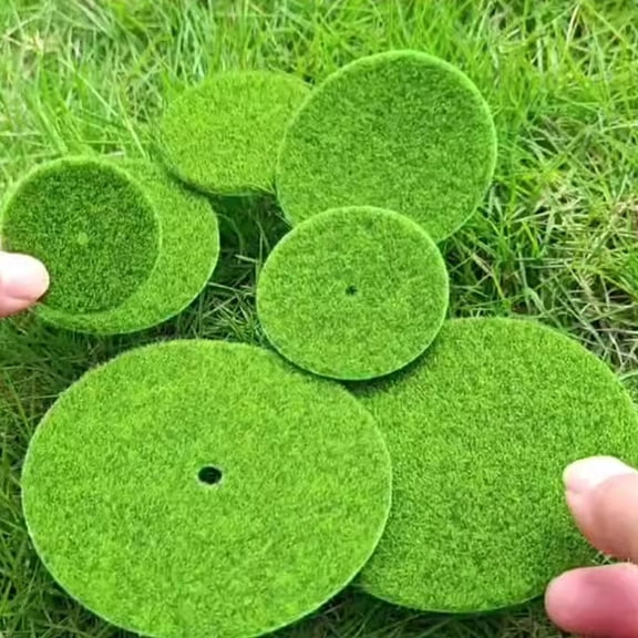 WESIEVYA 9Pcs Artificial Moss Mat Green Simulated Turf for Bonsai Decorative Landscape Use