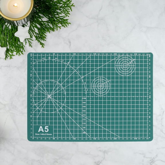 WESIEVYA A5 Green Folding Self Healing Cutting Board for DIY Crafts with Durable Surface and Ruler