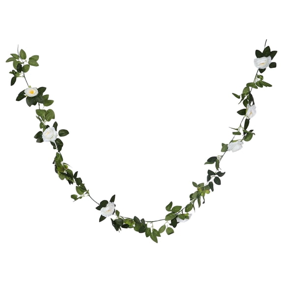 WESIEVYA Realistic White Artificial Rose Vine for Indoor Ceiling and Wedding Arch Decor