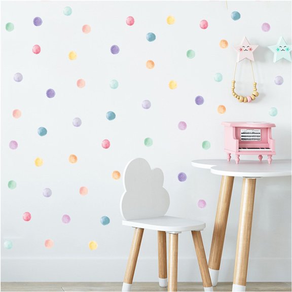 WESIEVYA Assorted Color Watercolor Wall Sticker with Polka Dot Design PVC Material for Home Decor