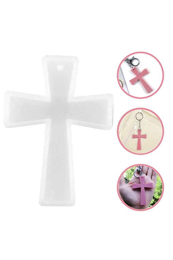 Back to School Necklace Keychain Molds Set Cross Pendant Mold White Silicone 1Pack