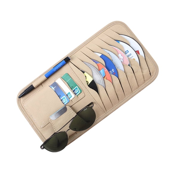 WESIEVYA Beige Visor Clip Car Organizer for Cds Sunglasses Notebook Keeps Car Interior Tidy