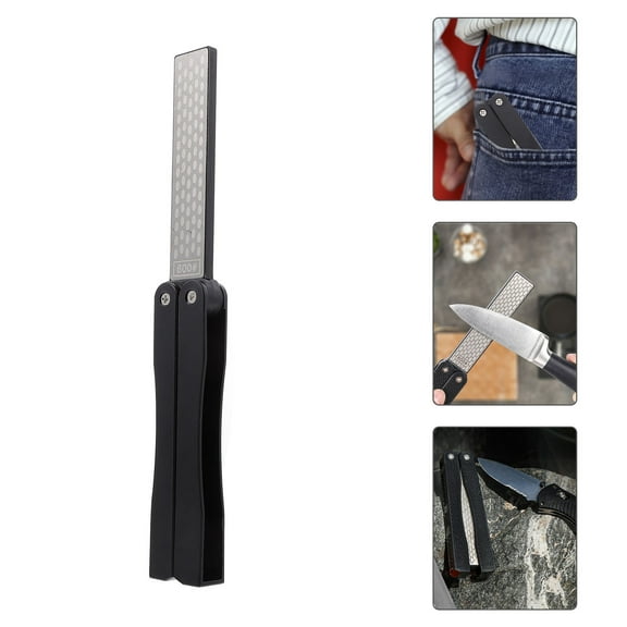 WESIEVYA Black Multi-Purpose Grinding Sharpener Tool Double-Sided Honing for Kitchen Tools 1Pc