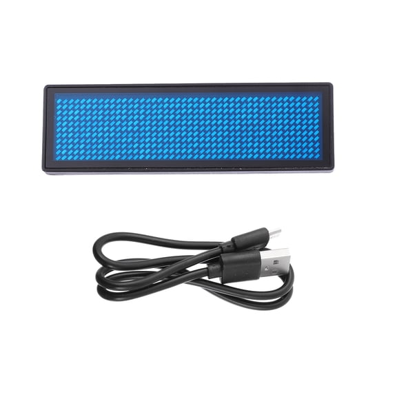 WESIEVYA Blue LED Name Badge for with Rechargeable Battery and Adjustable Brightness