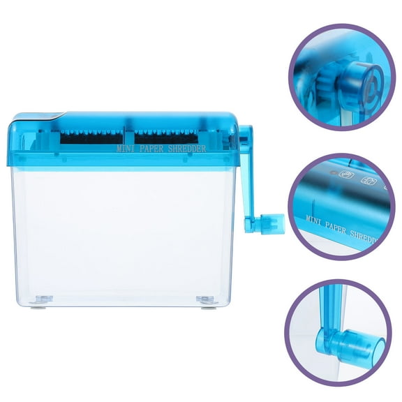 WESIEVYA Blue Tabletop Manual Paper Shredder Convenient Small Hand Shredder for Daily Use