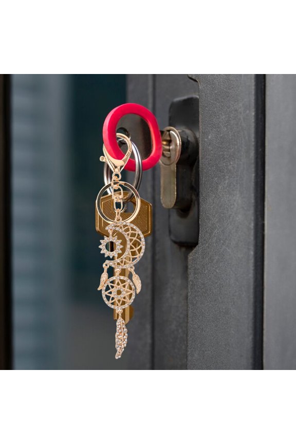 Boho Dreamcatcher Key Ring with Durable Alloy Web for Chic Purse and Rearview Mirror Decor