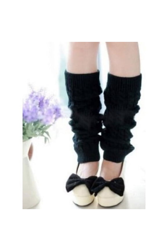Button Knee High Boot Socks Black Acrylic Crochet Design for Fashionable Layering