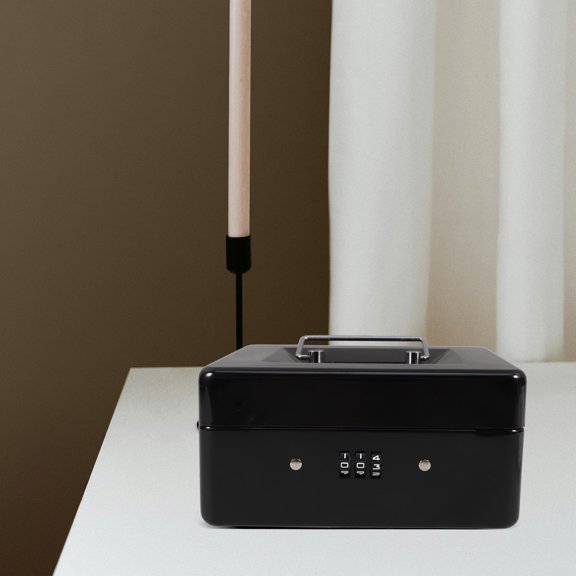 WESIEVYA Compact Black Safe Box for Money with Password Lock and Large Storage Capacity