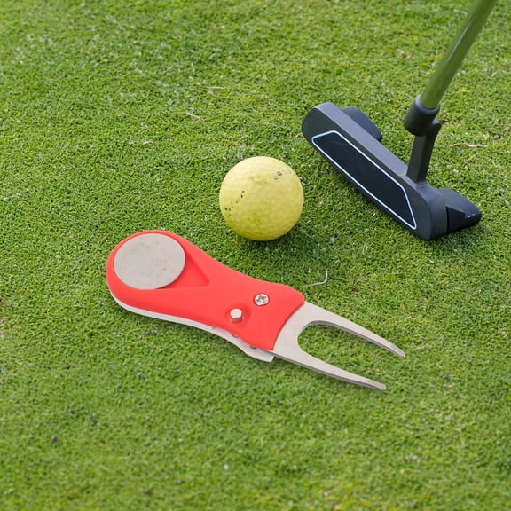 WESIEVYA Durable Golf Divot Tool and Ball Marker Watermelon Red Compact Lawn Repair Fork
