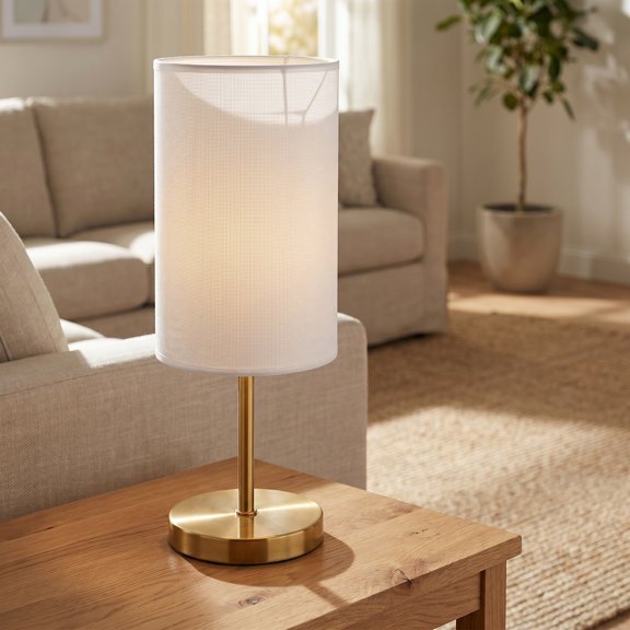 WESIEVYA White Linen Drum Lampshade for Home with Sturdy Iron Frame and Even Light Diffusion