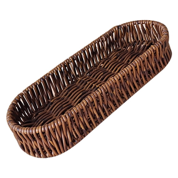 WESIEVYA Elegant Coffee Colored Woven Bread Basket with Lid for Kitchen and Table