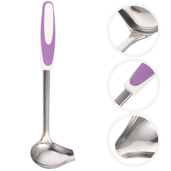 WESIEVYA Elegant Purple Stainless Gravy Ladle with Convenient Pouring Spout for Kitchen and Buffet