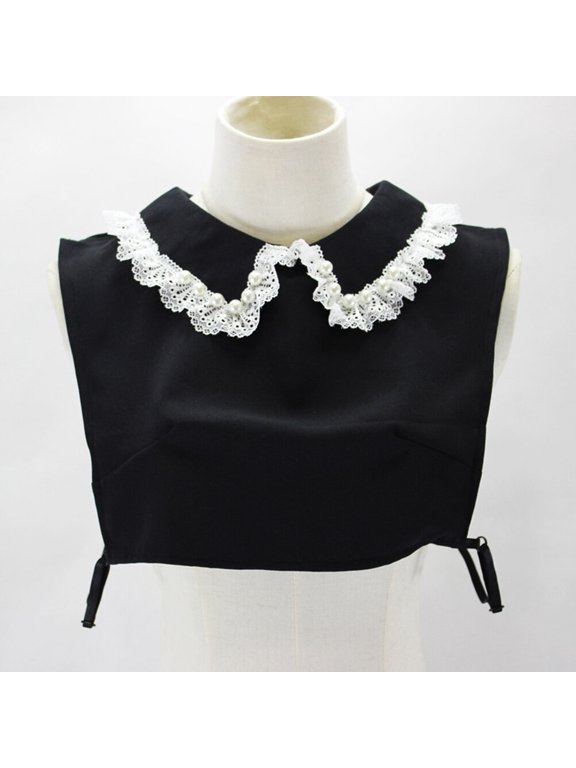 Black Lace Fake Collar Hollow Embroidery Neckline Decorative Accessory for Dresses