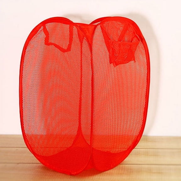 WESIEVYA Foldable Mesh Laundry Basket for Dirty Clothes with Flexible Metal Wire and Nylon Mesh