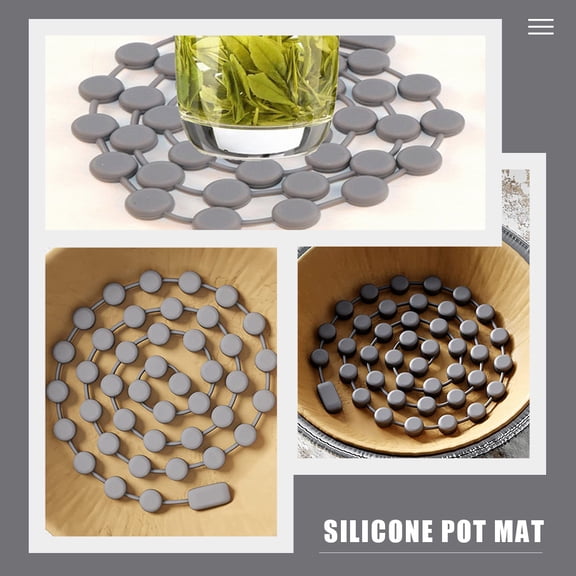 WESIEVYA Grey Silicone Pot Mat with Chain Design for Home Use Multi Purpose Baking Pie Weights
