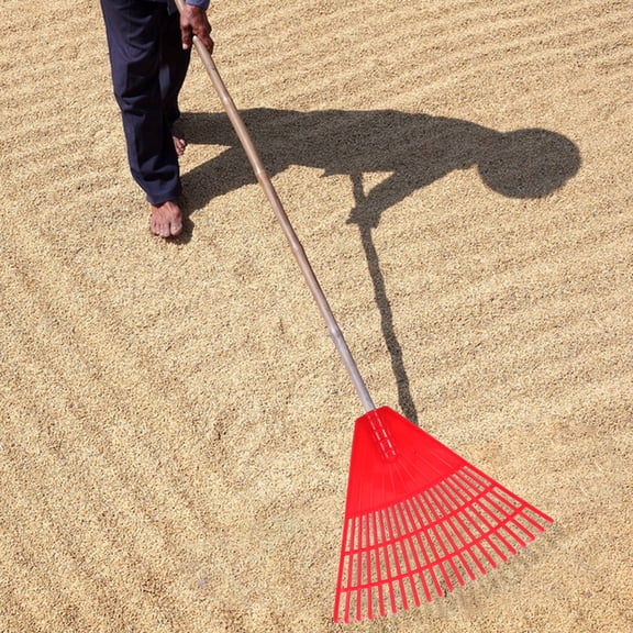 WESIEVYA Garden Rake, Red Plastic, Heavy Duty, Fast and Efficient Leaf Removal
