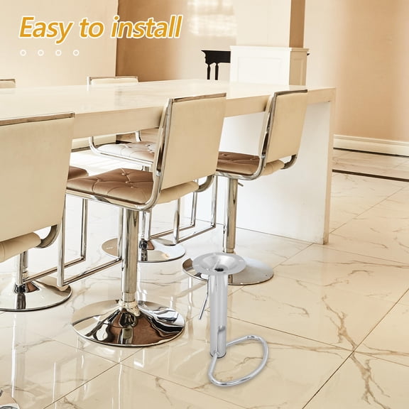 WESIEVYA Heavy Duty Plated Silver Bar Stool Swivel Post with Footrest Ideal for Pubs and Cafes