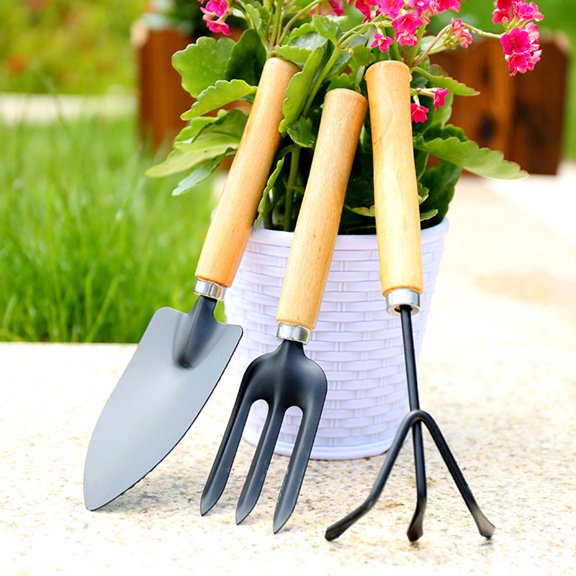 WESIEVYA Horticulture Rake with Wooden Handle Assorted Color for Garden Soil and Root Work