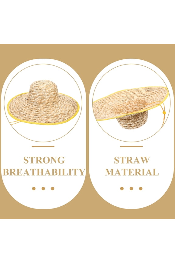 Large Wide Brim Straw Hat Beige Durable Sun Hat for Gardening Farmer Costume and Vacation