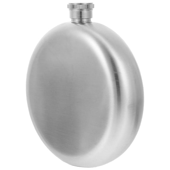 WESIEVYA Portable Metal Round Flask Stainless Steel Plated Silver Lightweight Flask for Hiking Camping