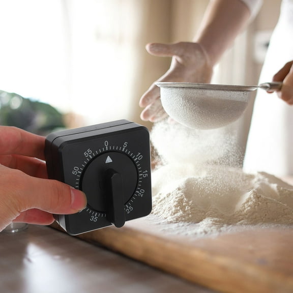 WESIEVYA Mechanical Cooking Timer Black with Loud Bell Rotating Knob for Baking and Kitchen Tasks