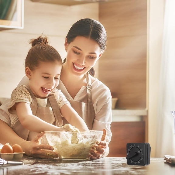 WESIEVYA Mechanical Cooking Timer Black with Loud Bell Rotating Knob for Baking and Kitchen Tasks