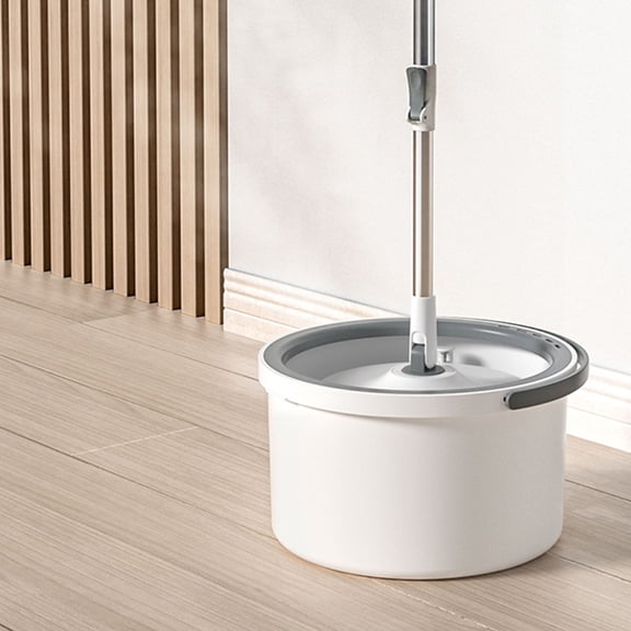 WESIEVYA White Heavy Duty Rotary Mop, Stainless Steel and Plastic, for Hardwood and Tile