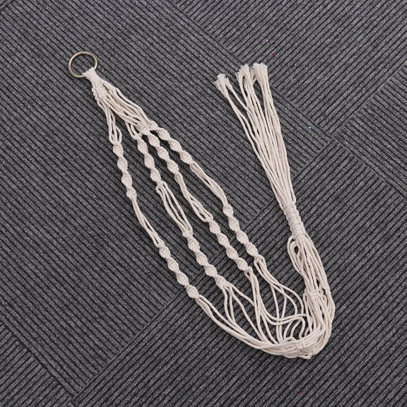 WESIEVYA Natural Cotton Macrame Plant Holder Hanging Basket Beige for Home and Patio Decor