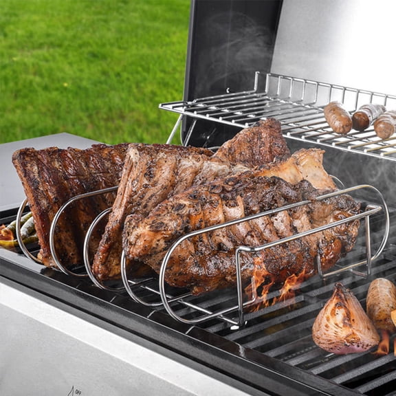 WESIEVYA Non Stick Stainless Steel Rib Rack for Steaks Perfect for Picnic Barbecue