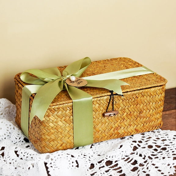 WESIEVYA Olive Green Round Braided Woven Basket Multi Function Storage Organizer with Natural Style