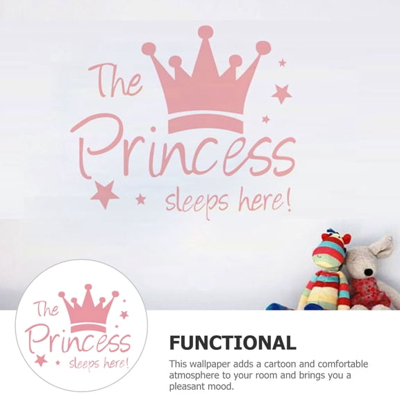 WESIEVYA PVC Pink Crown Wall Sticker DIY Removable Decorative Decal for Bedroom Use