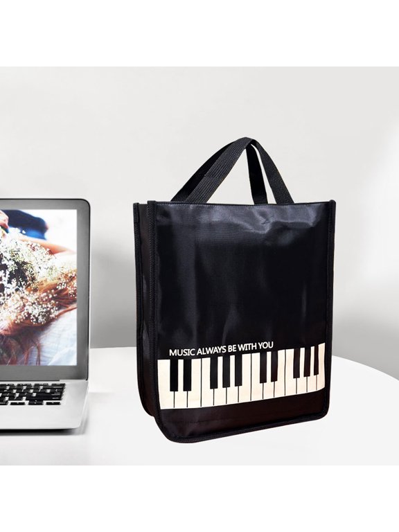 Patterned Black Music Sheet Storage Pouch Tote for Easy Organization and Carrying