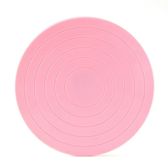 WESIEVYA Pink Rotating Cake Stand with Non Slip Surface for Smooth Cake Decorating
