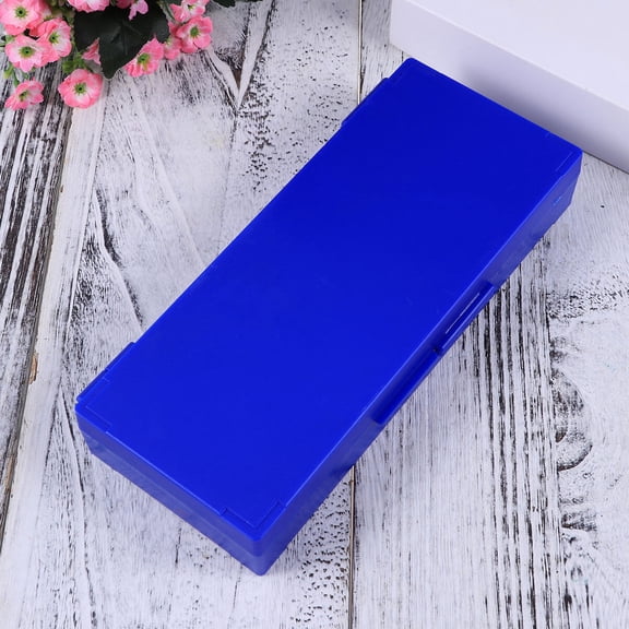 WESIEVYA Plastic Microscope Slide Holder Blue with Top Hinged Lid and Numbered Slots