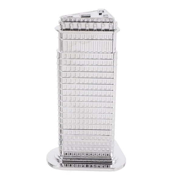 WESIEVYA Plated Silver Metal Decorative Statue of Manhattan Building for Unique Home Or Office Decor