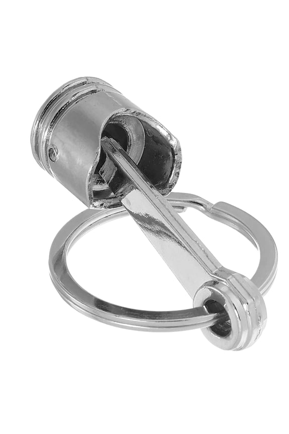 Plated Silver Piston Keychain Metal Durable Engine Pendant for Car Key Or Bag