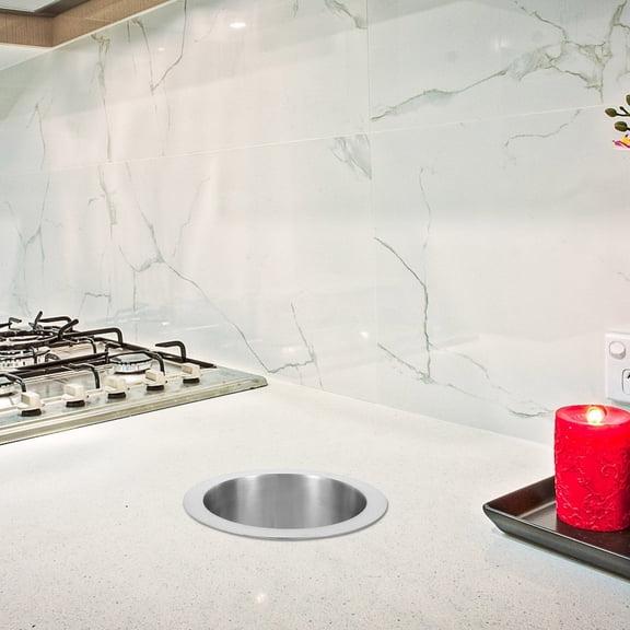 WESIEVYA Round Stainless Steel Trash Chute Grommet Drop in Embedded for Countertop Waste Bin