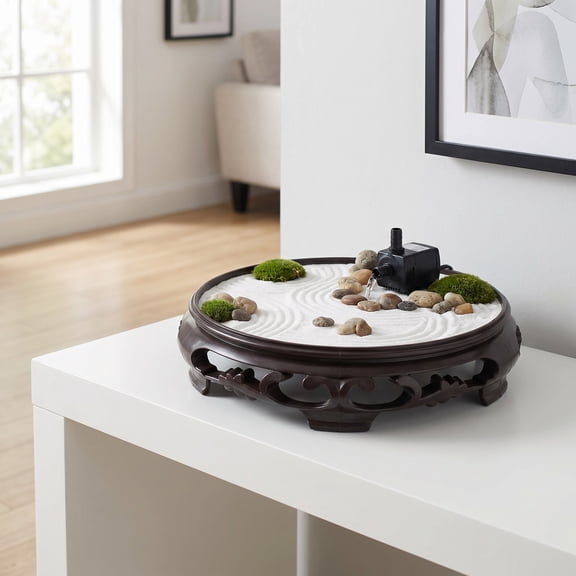 WESIEVYA Small Plastic Fountain Base Light Brown for Indoor Tabletop Water Features and Vase Stand