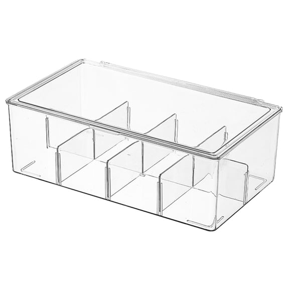 WESIEVYA Stackable Acrylic Tea Storage Box with Dividers for Tea Bags and Snacks