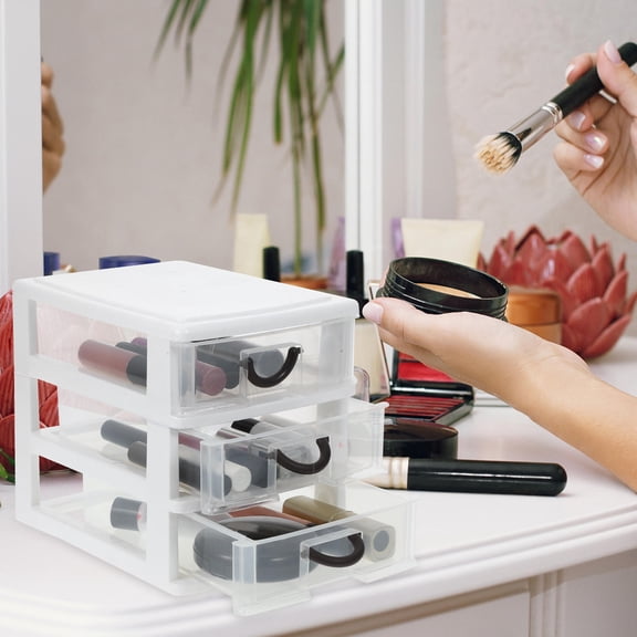 WESIEVYA 3-Tier Drawer Cosmetic Organizer, PP Makeup Storage Box for Vanity, Desktop, Countertop and Bathroom Supplies Holder