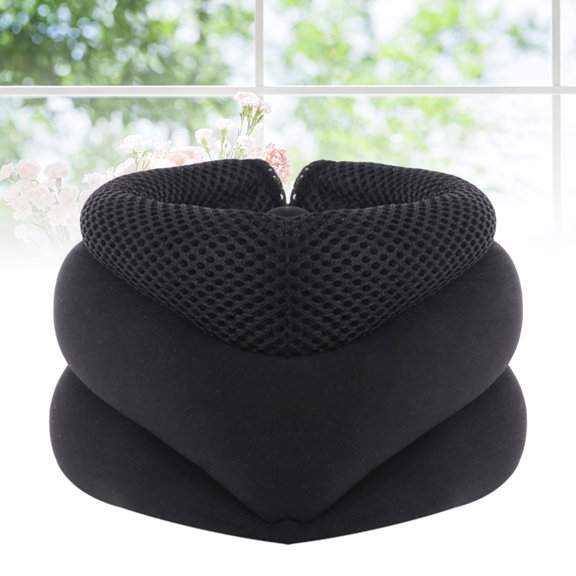 WESIEVYA 3-Layer Cervical Neck Brace, Soft Sponge Padded Neck Support Collar for Comfort and Stability, Adjustable, Black