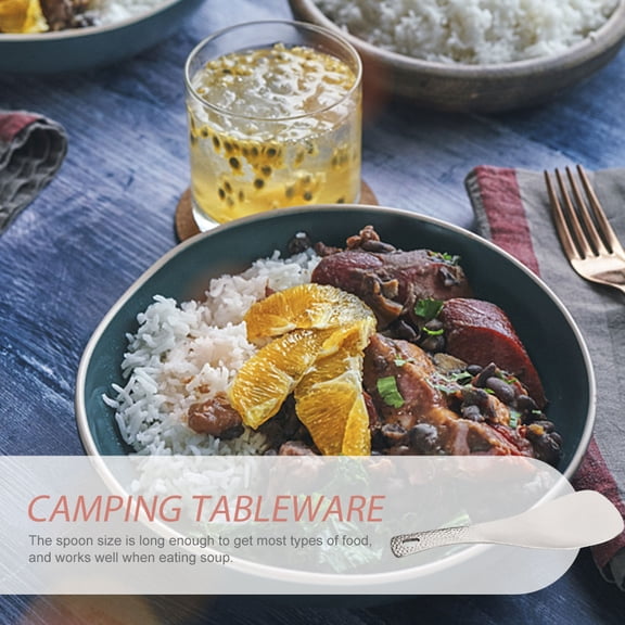 WESIEVYA Ultralight Plated Silver Titanium Camping Spoon Smooth Rounded Surface for Outdoor Use
