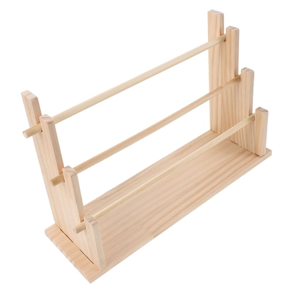 WESIEVYA 3-Tier Wooden Ribbon Organizer Rack, Craft Storage and Display Holder for Spools, Wrapping, Sewing, Supplies