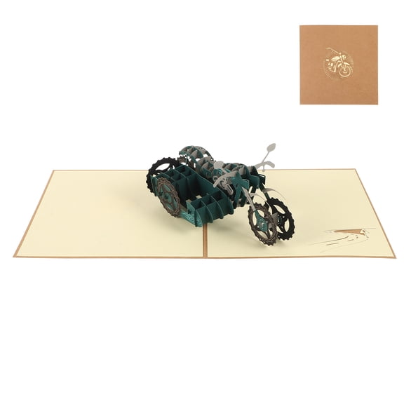 WESIEVYA fathers day card car 3D Motorcycle Greeting Card Keepsake for Group Orders 1Pcs