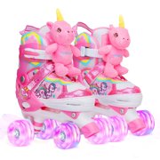 WESKIFAN Women's Adjustable Unicorn Roller Skates, Pink
